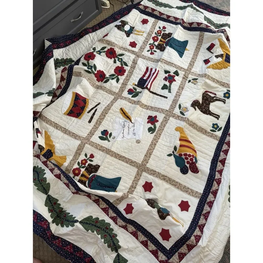 VINTAGE ARCH HOME COLLECTION LEGACY HAND QUILTED AMERICANA PATCHWORK QUILT SET